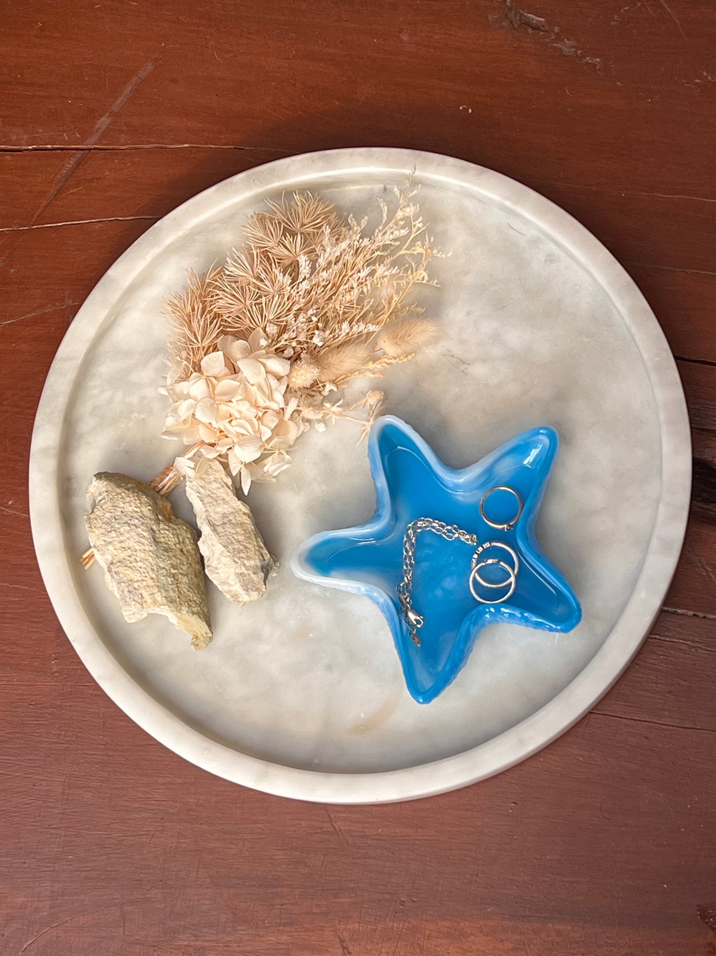 Blue & White Starfish Tray