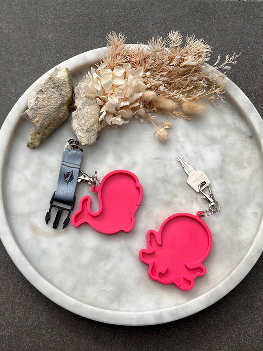 Pink Octopus & Whale XL Keychains